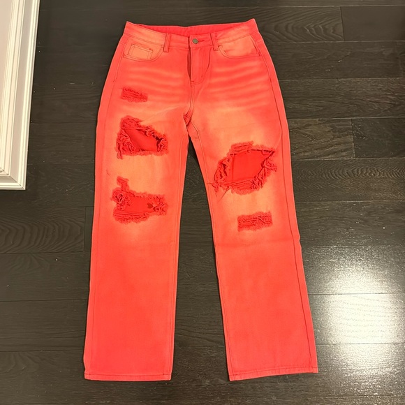 Bright Festive Jeans with Rips - Picture 1 of 5